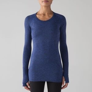 Lululemon Swiftly Tech Long Sleeve Crew in Blue / Black